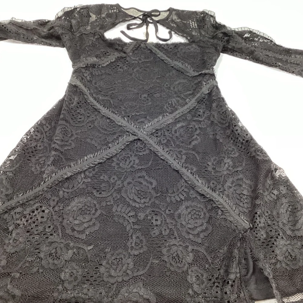 Alana Eve Long Sleeve Black Lace Bodycon Mini Dress NEW! Retail $199